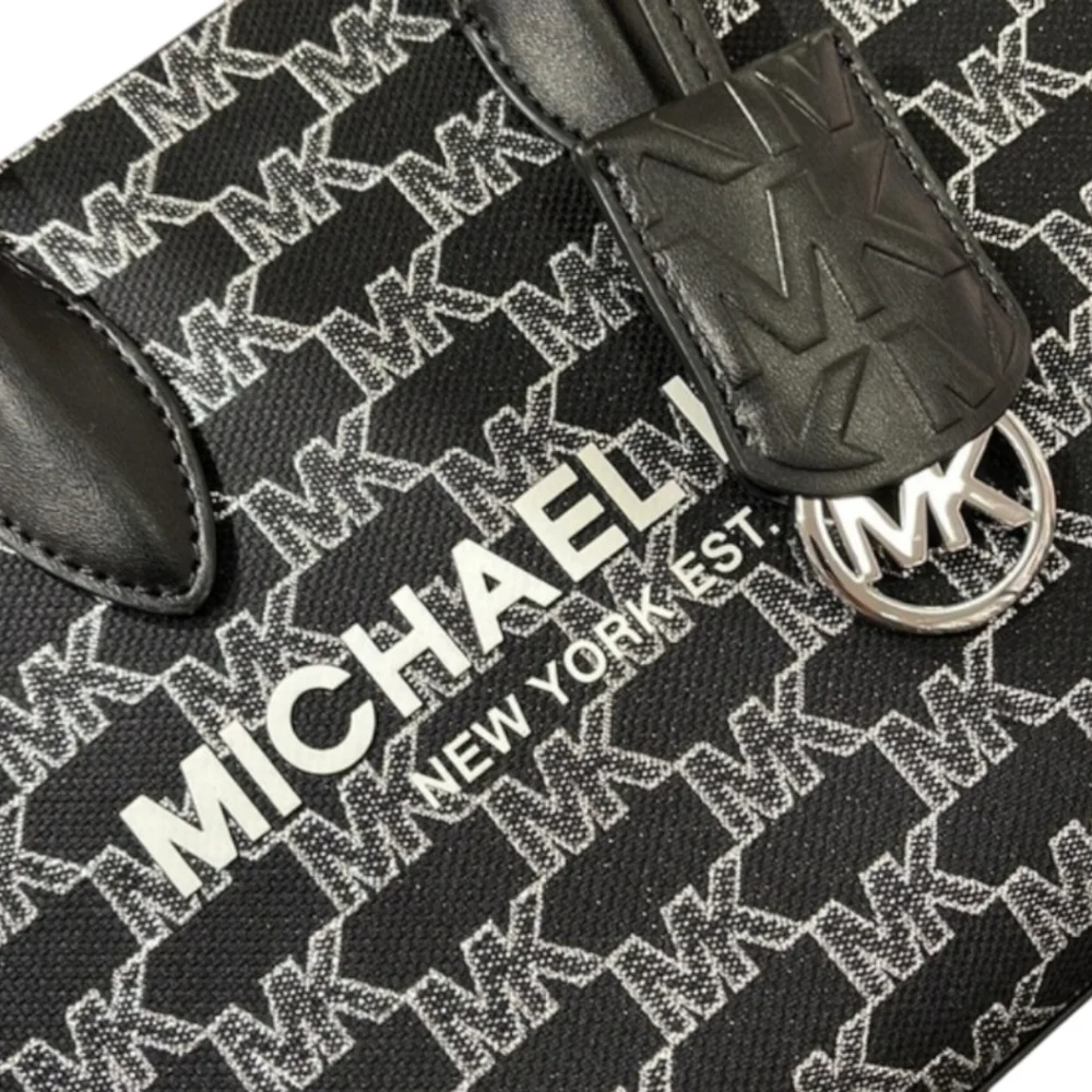 MICHAEL KORS MIRELLA SMALL shopper signature LOGO TOP ZIP black multi CROSSBODY